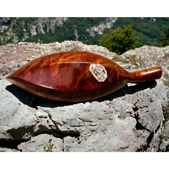 Vintage Wood Leaf Bowls Mahogany-Mid Century Modern MCM-Set of 2-Hand Carved - Picture 3 of 6